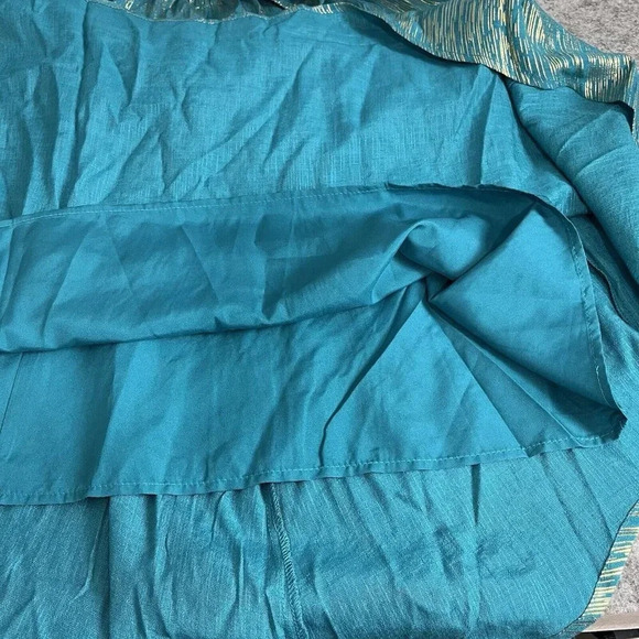 Nanette Lepore Skirt Womens M Teal Gold Pull On Elastic Waist Handkerchief Hem - Picture 9 of 16